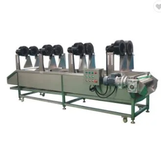 Air knife drying machine blowing surface water off washed produce
