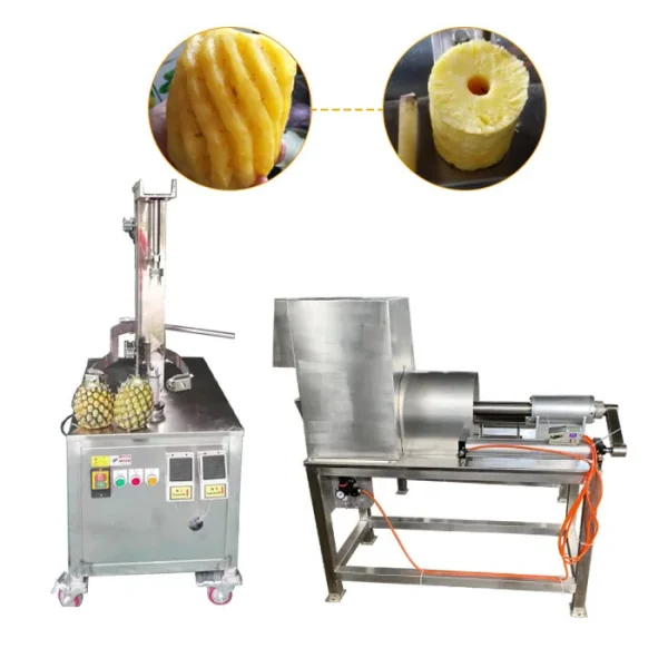 Fruit coring machine removing cores and pits from apples and pears
