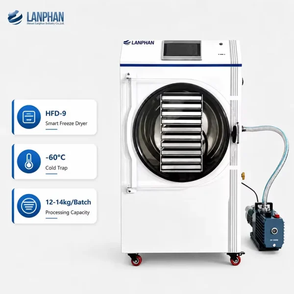 Vacuum freeze dryer preserving colour and structure of fruit pieces