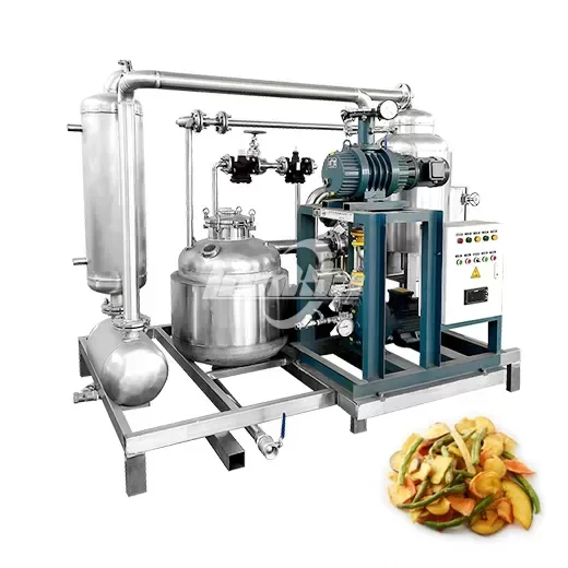 Vacuum frying machine producing low-oil fruit and vegetable chips