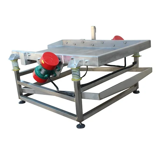 vibrating-dewatering-machine-02 Vibrating dewatering machine removing surface water from washed vegetables